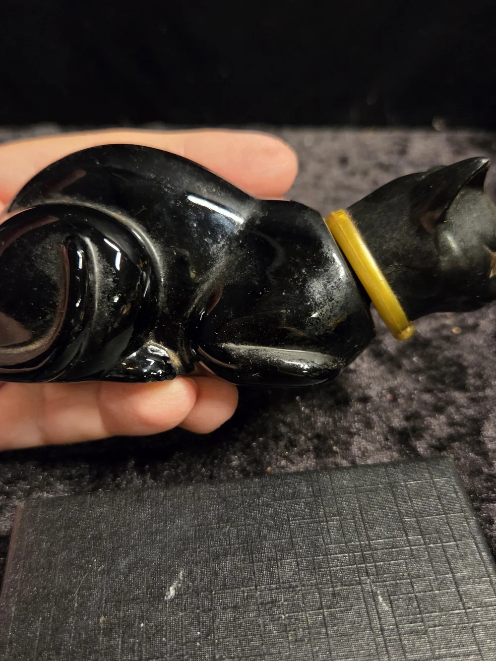 Vintage Avon Glass Black Cat Bottle Full Here's My Heart